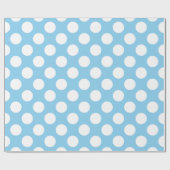 Wit op Baby Blauw Grote Grootte Polka Dots Cadeaupapier (Vlak)