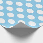 Wit op Baby Blauw Grote Grootte Polka Dots Cadeaupapier (Hoek)
