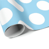 Wit op Baby Blauw Grote Grootte Polka Dots Cadeaupapier (Rol Hoek)