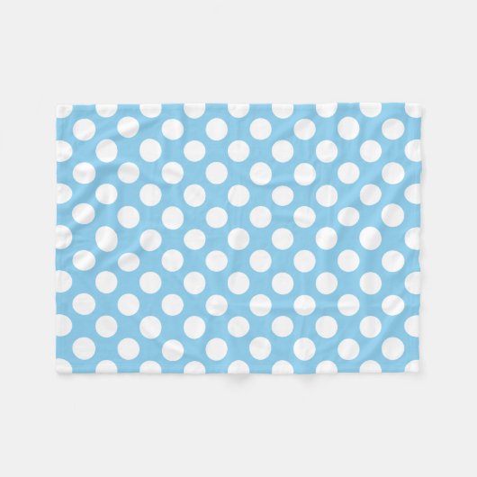 Wit op Baby Blauw Grote Grootte Polka Dots Fleece Deken (Voorkant (Horizontaal))