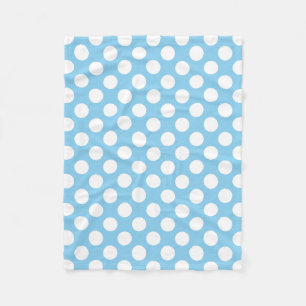 Wit op Baby Blauw Grote Grootte Polka Dots Fleece Deken