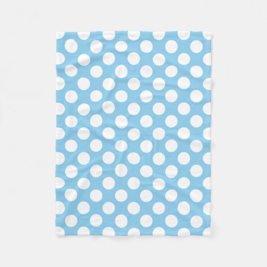 Wit op Baby Blauw Grote Grootte Polka Dots Fleece Deken (Voorkant)
