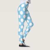 Wit op Baby Blauw Grote Grootte Polka Dots Leggings (Rechts)