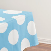 Wit op Baby Blauw Grote Grootte Polka Dots Tafelkleed (Voorbeeld)