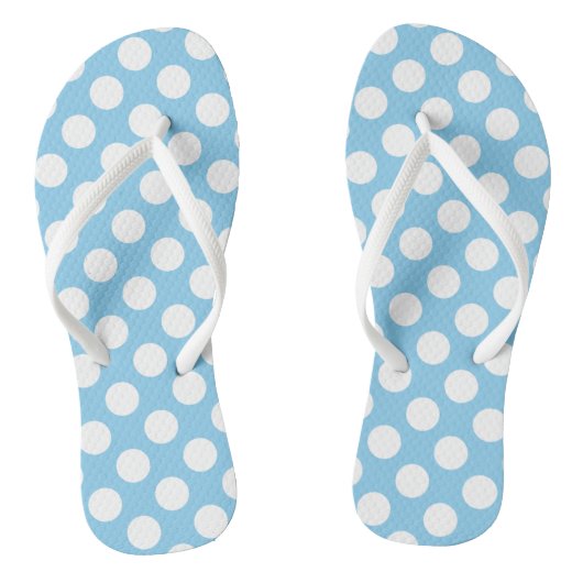 Wit op Baby Blauw Grote Grootte Polka Dots Teenslippers (Voetbed)