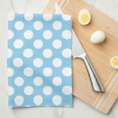 Wit op Baby Blauw Grote Grootte Polka Dots Theedoek (Quarter Fold)