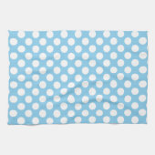 Wit op Baby Blauw Grote Grootte Polka Dots Theedoek (Horizontaal)