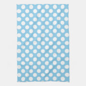 Wit op Baby Blauw Grote Grootte Polka Dots Theedoek (Verticaal)