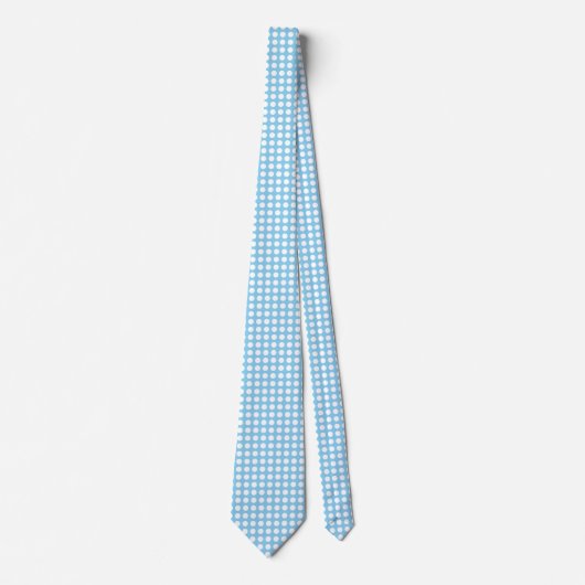 Wit op Baby Blauw Grote Horizontale Polka Dots Stropdas (Voorkant)