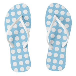 Wit op Baby Blauw Grote Horizontale Polka Dots Teenslippers