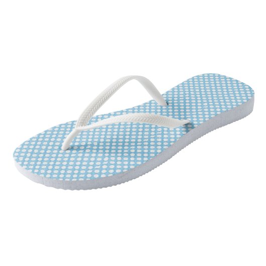 Wit op Baby Blauw Kleine Grootte Polka Dots Teenslippers (Schuin)