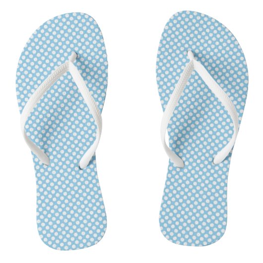Wit op Baby Blauw Kleine Grootte Polka Dots Teenslippers (Voetbed)