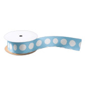 Wit op Baby Blauw Medium Horiz. Polka dots lint (Spoel)