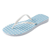 Wit op Baby Blauw Medium Horizontale Polka Dots Teenslippers (Schuin)