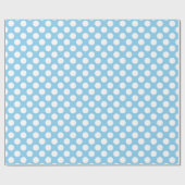 Wit op Baby Blauw Medium Size Polka Dots Cadeaupapier (Vlak)