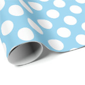 Wit op Baby Blauw Medium Size Polka Dots Cadeaupapier (Rol Hoek)