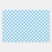 Wit op Baby Blauw Verschillende Maten Polka Dots Inpakpapier Vel (Voorkant 2)