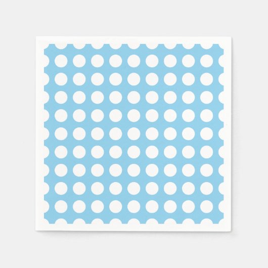 Wit op Baby Blue Large Horiz. Polka dots papier Servet (Voorkant)