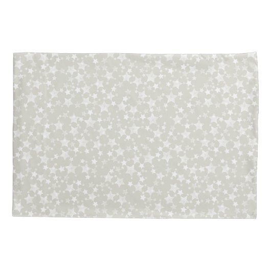 Wit op Beige | Lino Print Stars Patroon Kussensloop (Achterkant-Links)