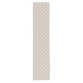 Wit Op Beige Stippen Patroon Korte Tafelloper (Voorkant)