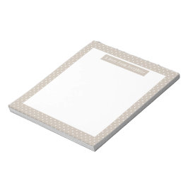 Wit Op Beige Stippenpatroon Aangepaste Tekst Notitieblok