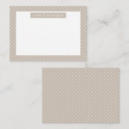Wit Op Beige Stippenpatroon Aangepaste Tekst Notitiekaartje