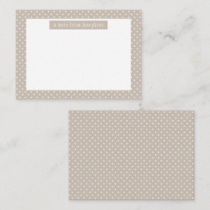Wit Op Beige Stippenpatroon Aangepaste Tekst Notitiekaartje