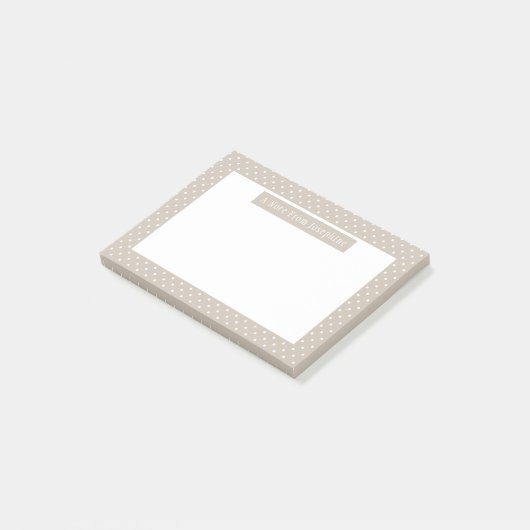 Wit Op Beige Stippenpatroon Aangepaste Tekst Post-it® Notes (Schuin)