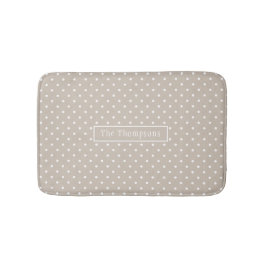Wit Op Beige Stippenpatroon Met Aangepaste Naam Badmat
