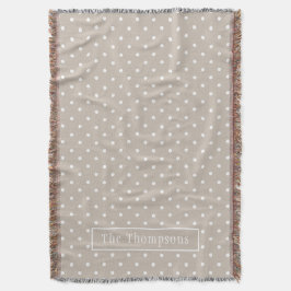Wit Op Beige Stippenpatroon Met Aangepaste Naam Deken