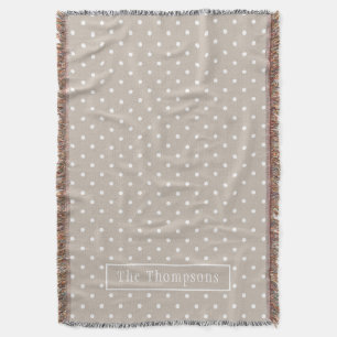 Wit Op Beige Stippenpatroon Met Aangepaste Naam Deken