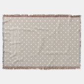 Wit Op Beige Stippenpatroon Met Aangepaste Naam Deken (Voorkant)