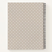 Wit Op Beige Stippenpatroon Met Aangepaste Naam Notitieboek (Achterkant)