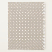 Wit Op Beige Stippenpatroon Met Aangepaste Naam Planner (Achterkant)