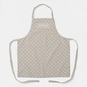 Wit Op Beige Stippenpatroon Met Aangepaste Naam Schort (Voorkant)