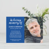 Wit op blauw in liefdevolle herinnering Fotoaankon Kaart (Staand voorkant)