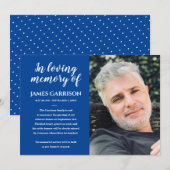 Wit op blauw in liefdevolle herinnering Fotoaankon Kaart (Voorkant / Achterkant)