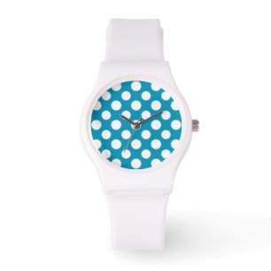 Wit op Blauw Jumbo Polka Dots Sportieve polshorlog Horloge