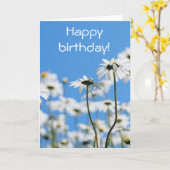 Wit op blauw kaart (Gele Bloem)