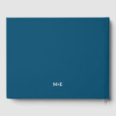 Wit op blauw minimalistische bruiloft gastenboek (Achterkant)