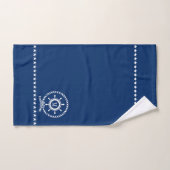 Wit op blauw nautisch bootwiel knoop Monogram Bad Handdoek (Handdoek)