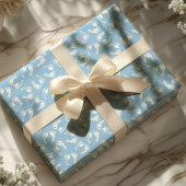 Wit op blauwe Baby voetafdrukken Baby shower Cadeaupapier