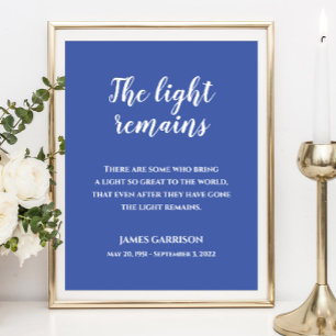Wit Op Blauwe De Licht Rest Quote Herdenkingsbord Poster