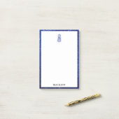 Wit op Blauwe Faux Glitter Ananas & Rand Post-it® Notes (Op bureau)