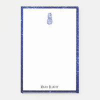 Wit op Blauwe Faux Glitter Ananas & Rand