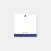 Wit op Blauwe Faux Glitter Olifant & Rand, Naam Post-it® Notes (Voorkant)