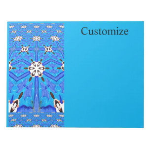 wit op blauwe geometrisch notitieblok