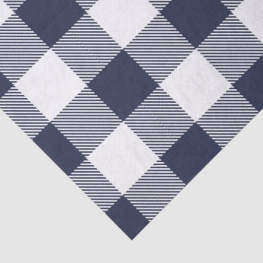 Wit op blauwe gingham plaid wrapping tissuepapier (Detail)