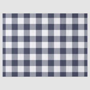 Wit op blauwe gingham plaid wrapping tissuepapier