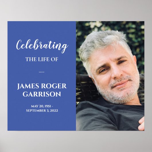 Wit Op Blauwe Herdenkingsfoto P Poster (Voorkant)